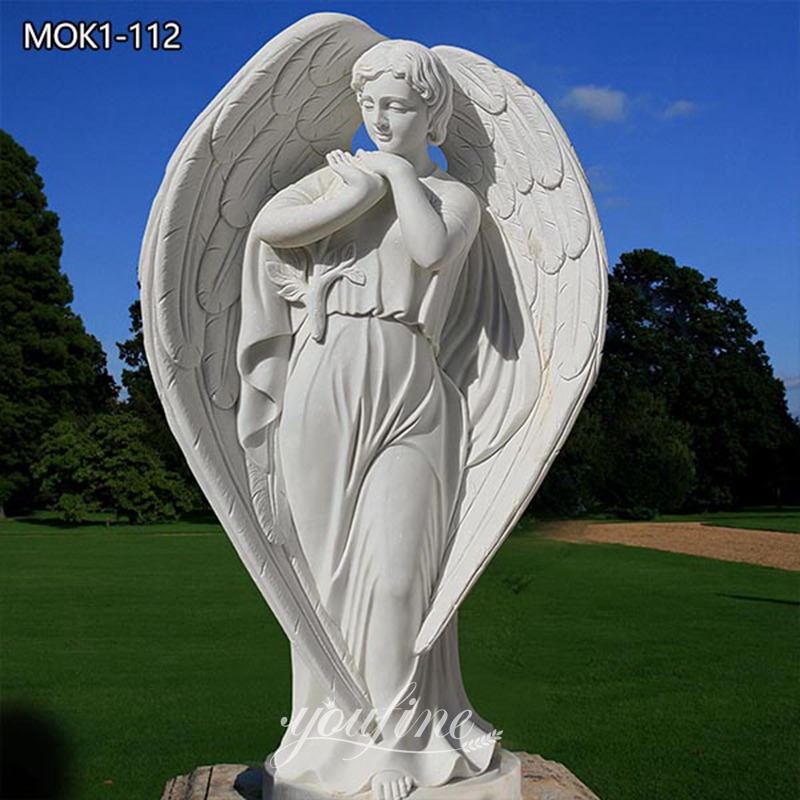  » Large White Marble Angel Sculpture with Heart Shape MOK1-112 Featured Image