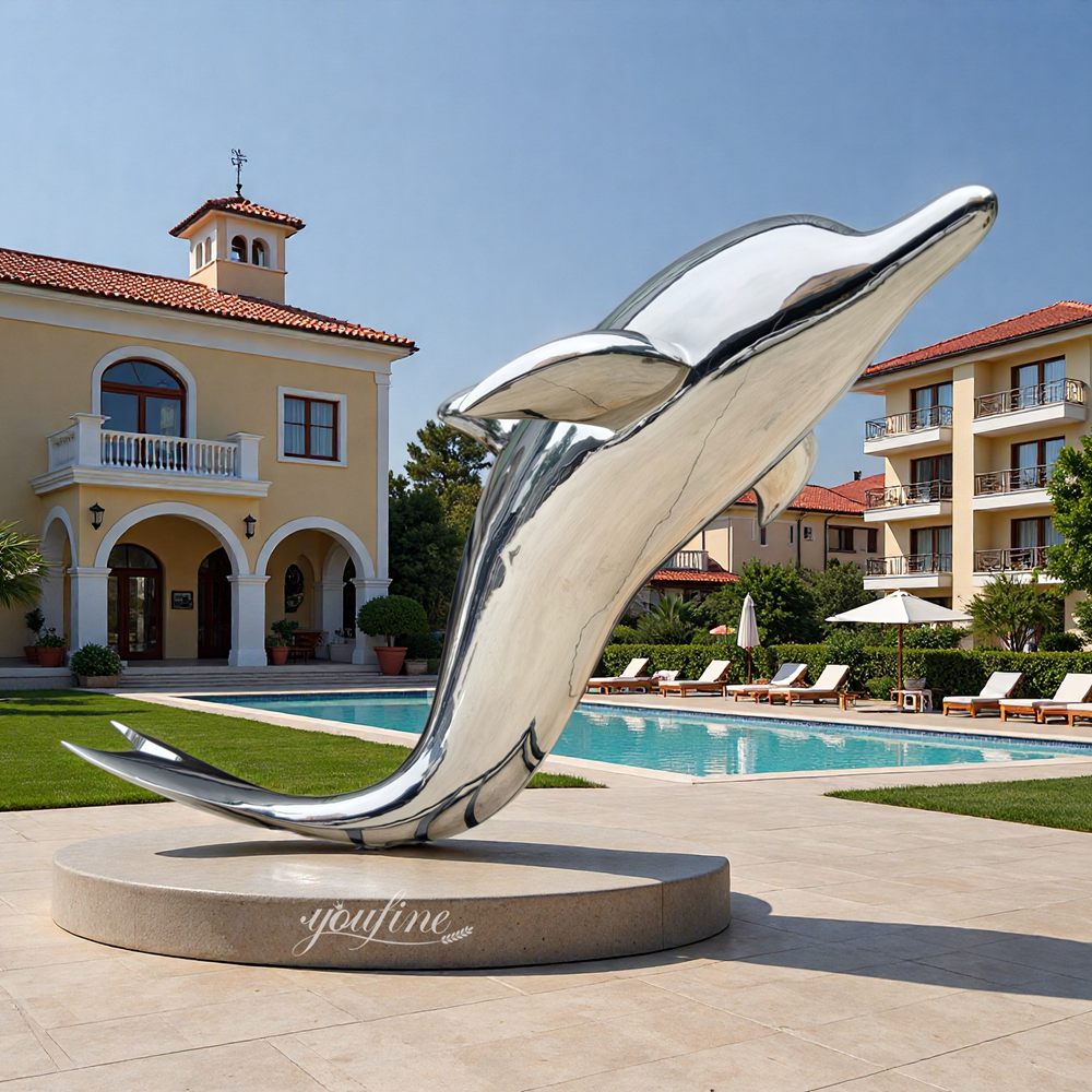 Leaping Large Dolphin Sculpture for Outdoor Resort Decor