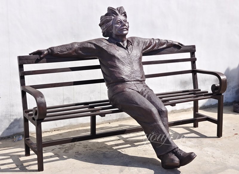 Life Size Albert Einstein Bronze Memorial Statue Right Side View