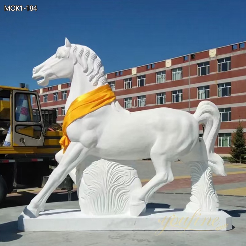  » Life Size Art White Marble Horse Statue for Outdoor MOK1-184 Featured Image
