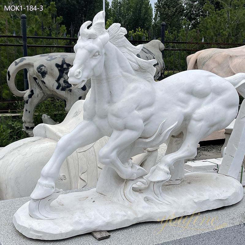 Life Size Art White Marble Horse Statue for Outdoor MOK1-184