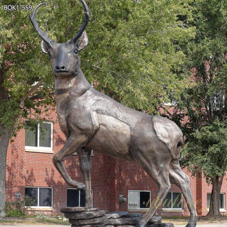 Life-Size Bronze Antelope Statue for Outdoor Elegance