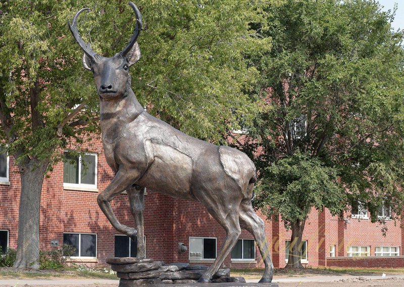 Life-Size Bronze Antelope Statue for Outdoor Elegance