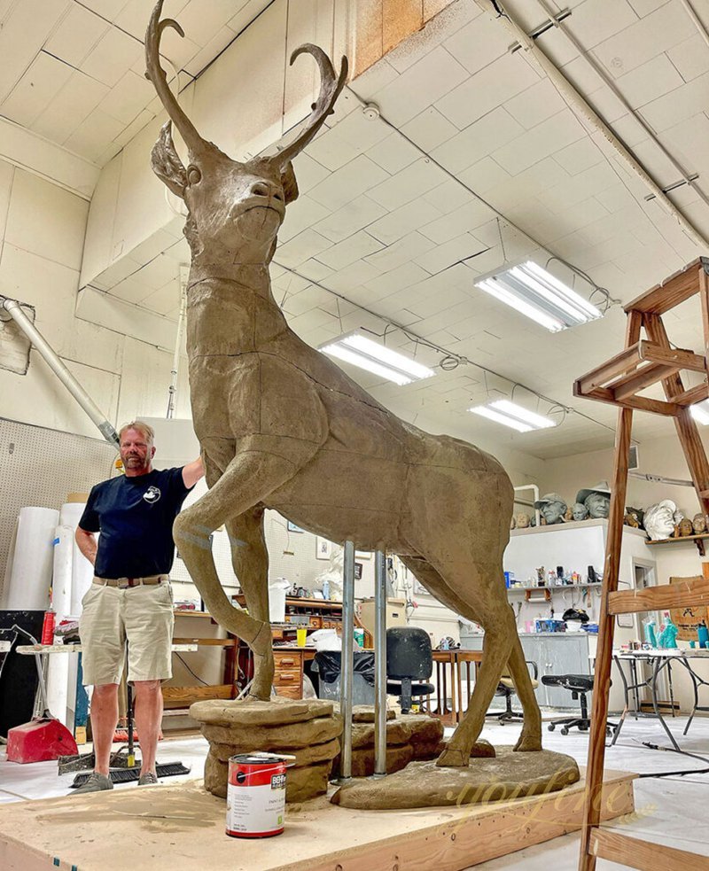 Life-Size Bronze Antelope Statue for Outdoor Elegance