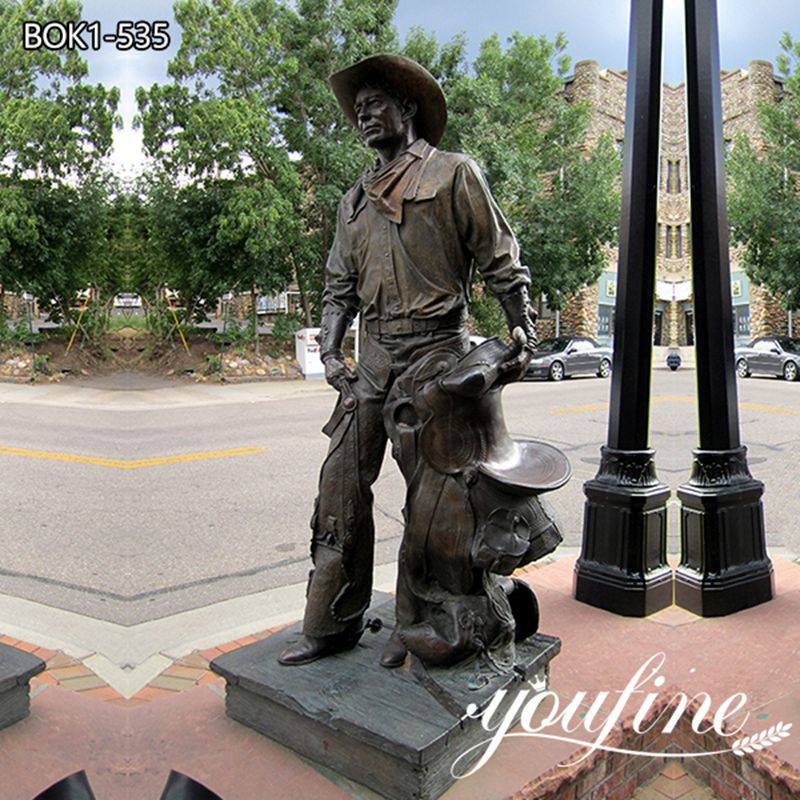 Life Size Western Bronze Cowboy Sculpture For Sale