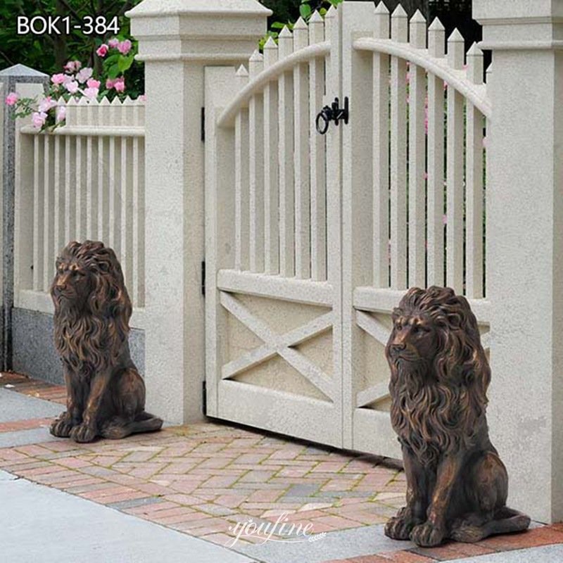 Life Size Bronze Guardian Standing Lion Statue for Sale BOK1-384