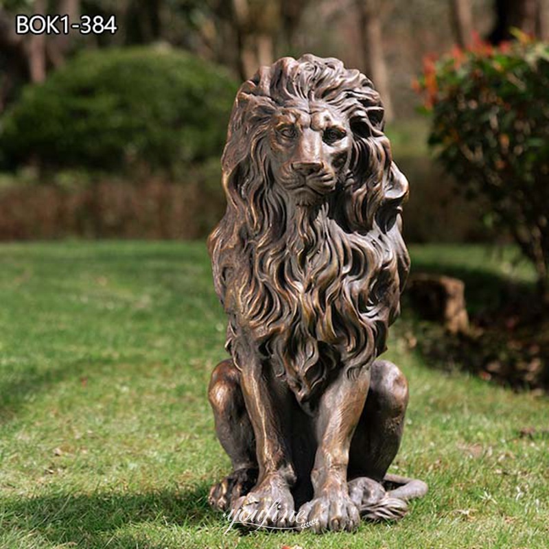  » Life Size Bronze Guardian Standing Lion Statue for Sale BOK1-384 Featured Image