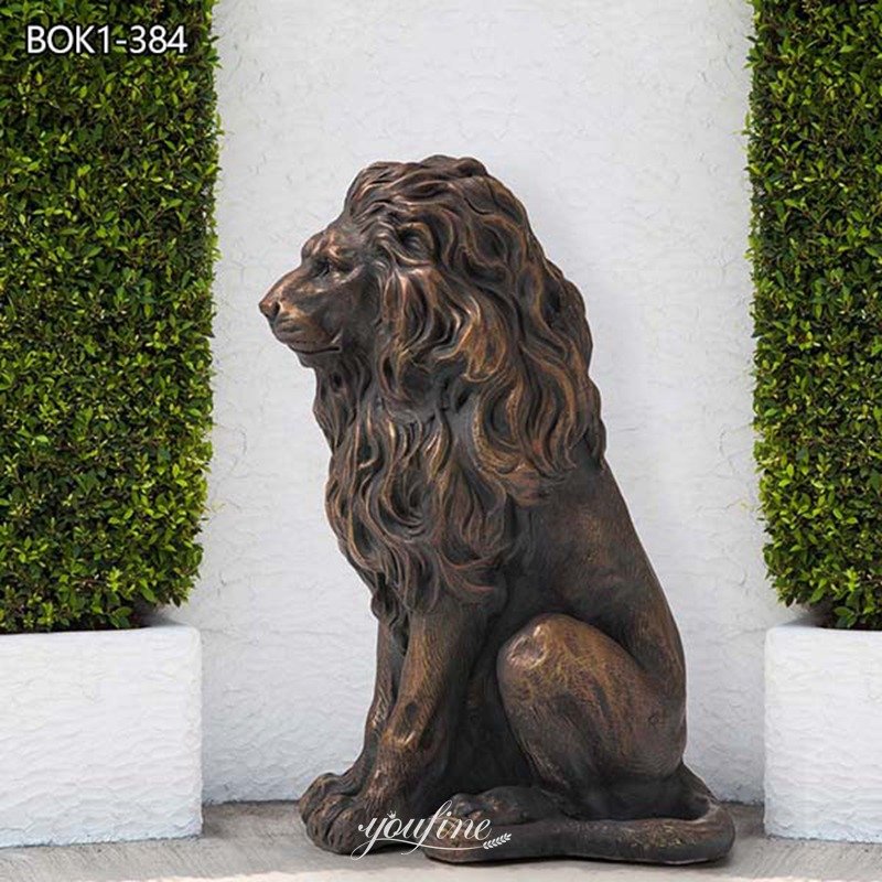 Life Size Bronze Guardian Standing Lion Statue for Sale BOK1-384