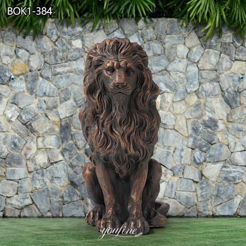 Life Size Bronze Guardian Standing Lion Statue for Sale BOK1-384