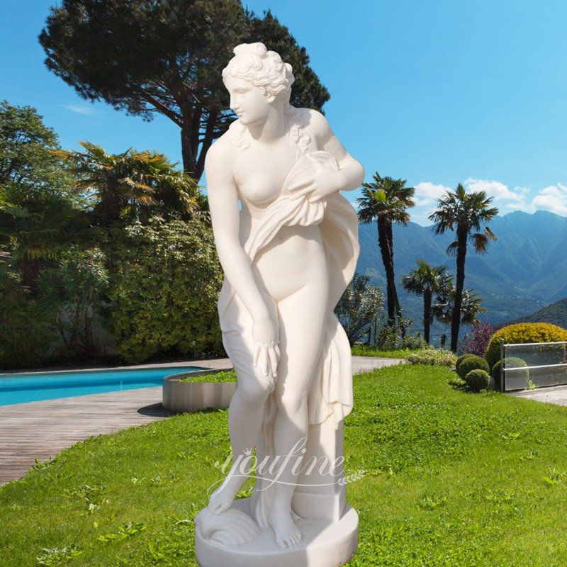 Life Size Carved Marble Bathing Venus Statue for Outdoor Decor