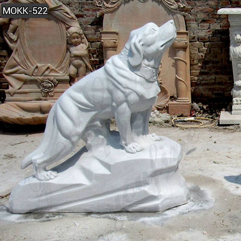 Life Size Detailed Carving Marble Dog Statue for Sale MOKK-522