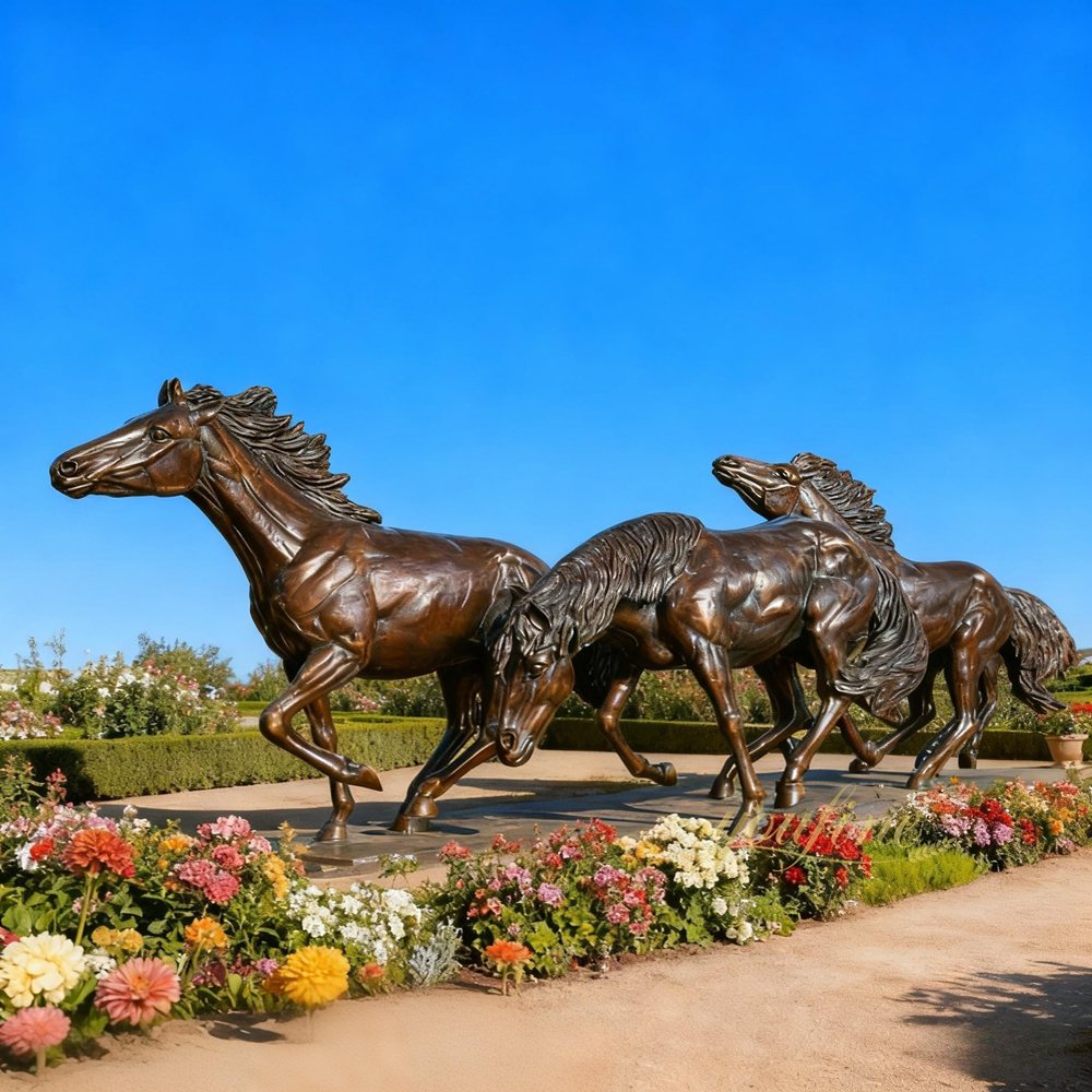 Rearing Bronze Horse Statue