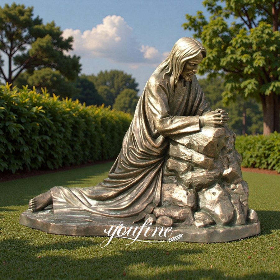 Life Size Jesus in the Garden of Gethsemane Bronze Statue for Garden Decor