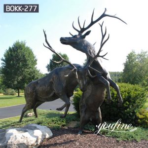 Life-size Bronze Deer Fighting Sculptures Outdoor Decor Supplier BOKK-277