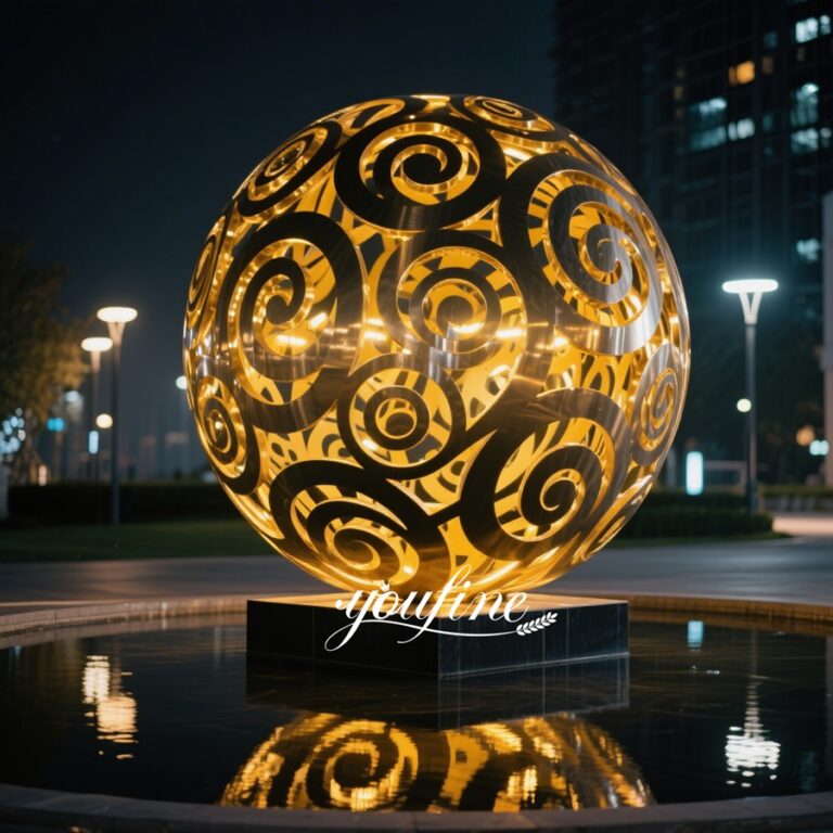 Lighting Metal Hollow Ball Sculpture for Park Decor