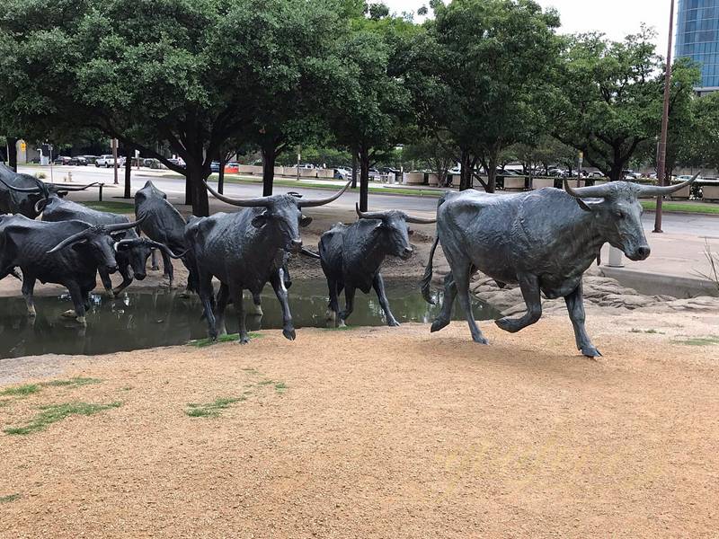 Longhorn Steers Bronze Cattle Sculpture