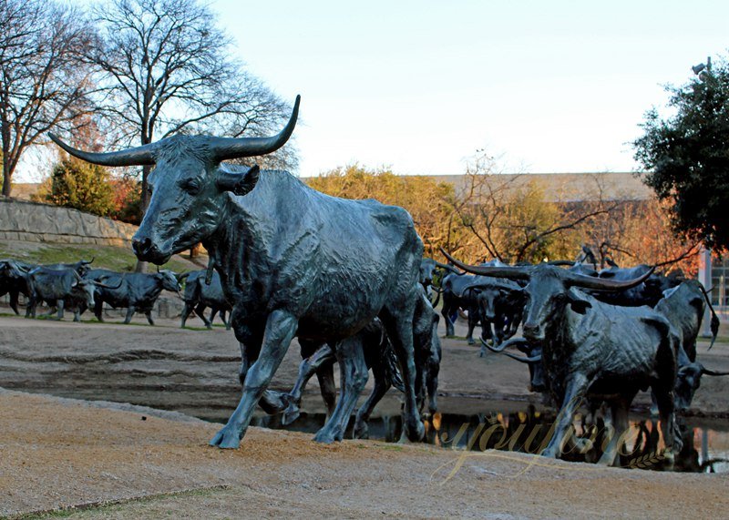 Longhorn Steers Bronze Cattle Sculpture