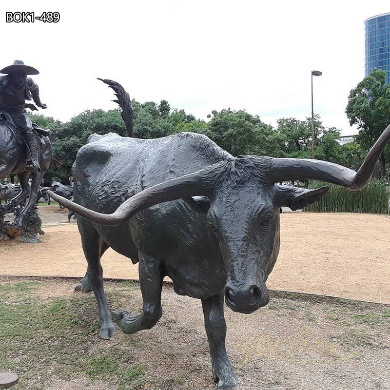 Longhorn Steers Bronze Cattle Sculpture for Sale BOK1-489