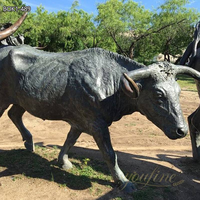 Longhorn Steers Bronze Cattle Sculpture for Sale BOK1-489