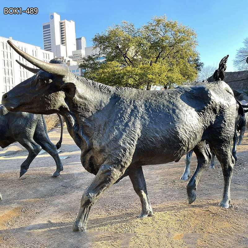 Longhorn Steers Bronze Cattle Sculpture for Sale BOK1-489
