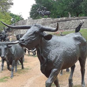  » Longhorn Steers Bronze Cattle Sculpture for Sale BOK1-489