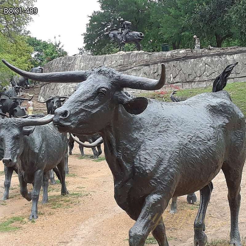 Longhorn Steers Bronze Cattle Sculpture for Sale BOK1-489