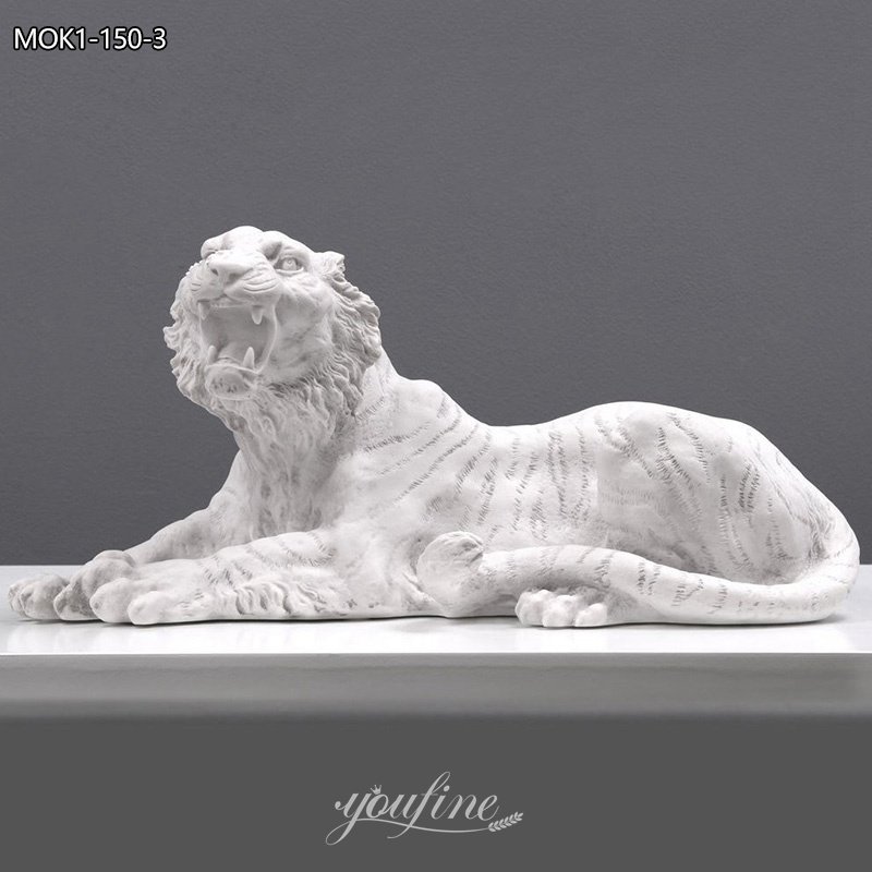 Magnificence Marble White Tiger Statue for Sale