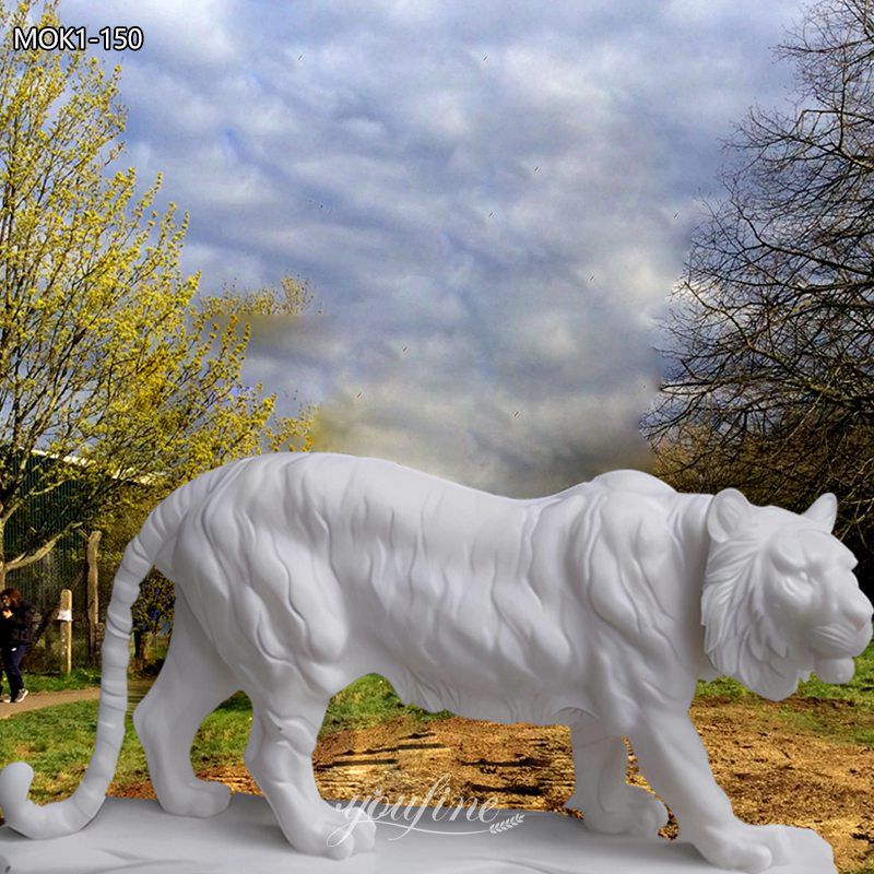 Magnificence Marble White Tiger Statue for Sale