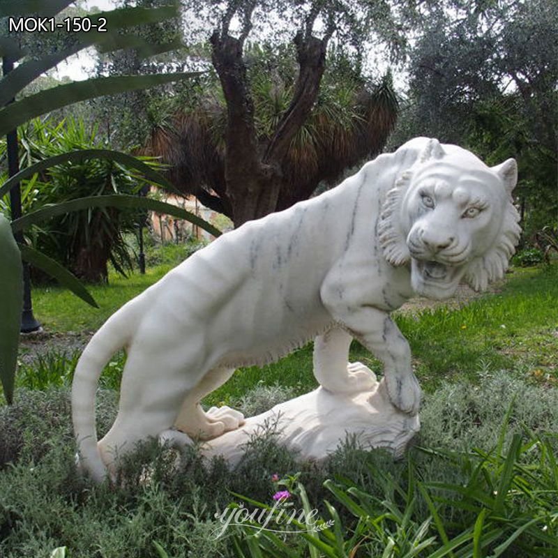 Magnificence Marble White Tiger Statue for Sale