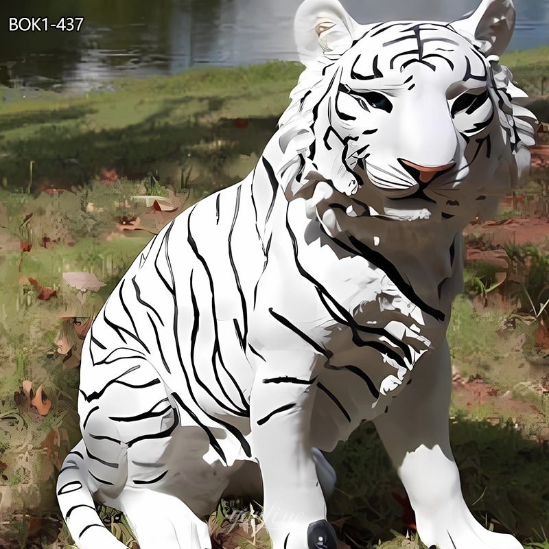 Magnificent White Bronze Tiger Statue For Sale 