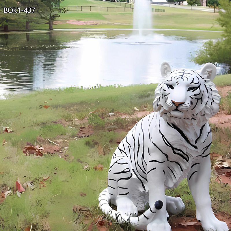 Magnificent White Bronze Tiger Statue For Sale 