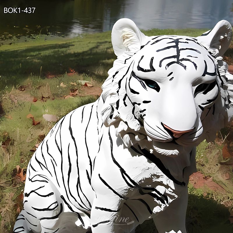 Magnificent White Bronze Tiger Statue For Sale 