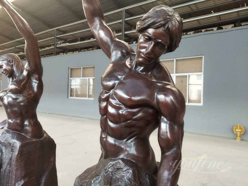 Man Carving Himself Out of Stone Self Made Man Statue Replica