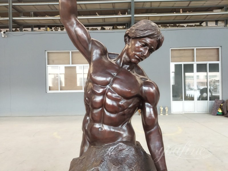 Man Carving Himself Out of Stone Self Made Man Statue Replica