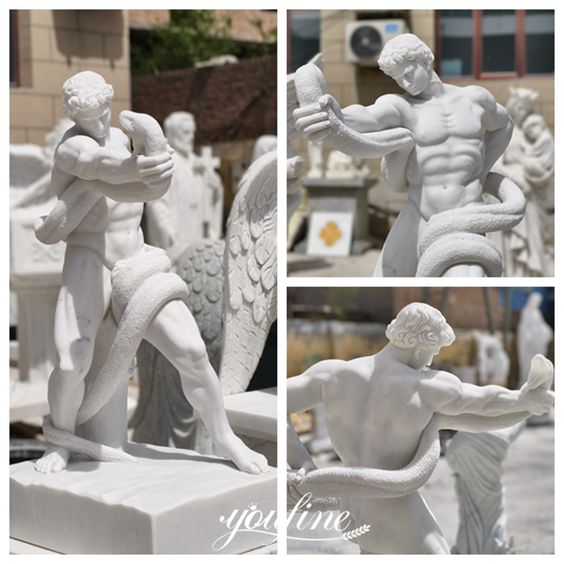 Marble An Athlete Wrestling With a Python Replica Statue Details