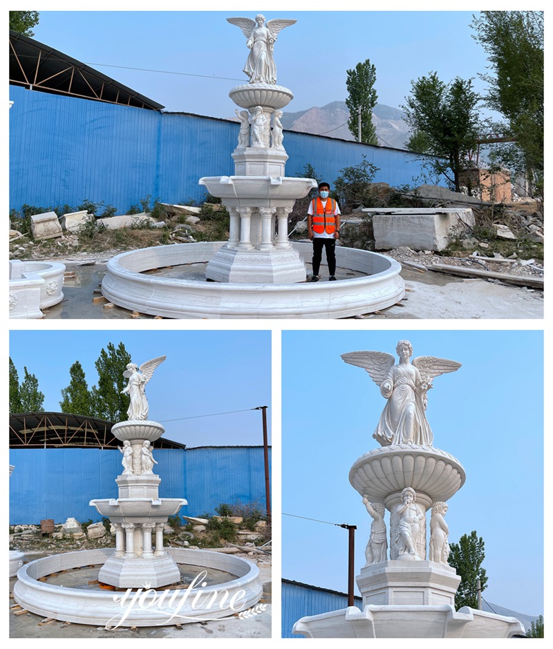 Marble Bethesda Angel of the Waters Statue Fountain Details