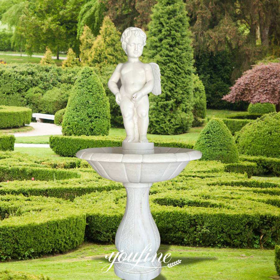 Hand Carved Marble Cherub Boy Urinating Peeing Fountain for Garden Decor
