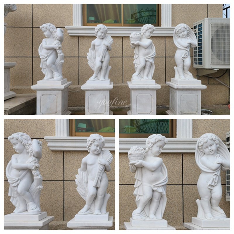 Marble Four Seasons Cherub Statues Details