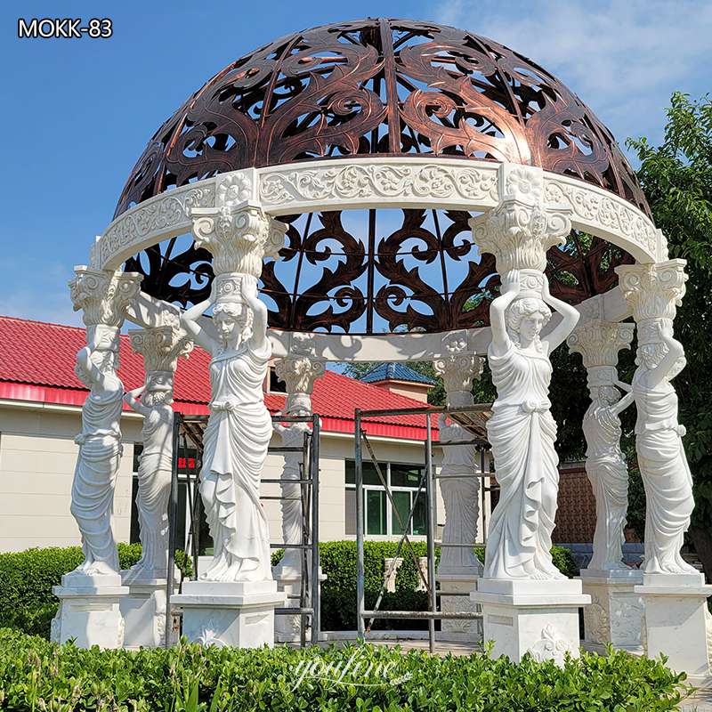  » Hand Carved White Marble Garden Gazebo with pergola design for Sale Supplier MOKK-83 Featured Image