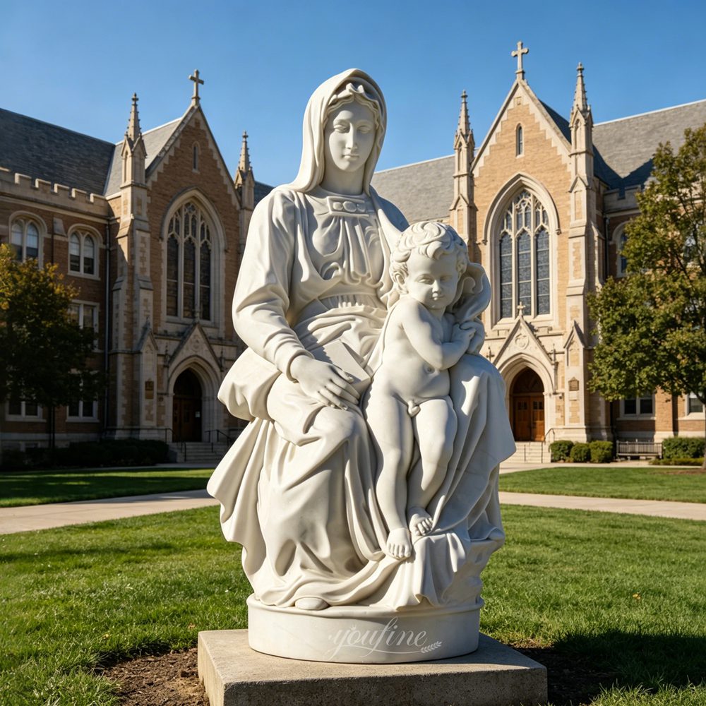 Marble Madonna and Child Statue for Catholic School