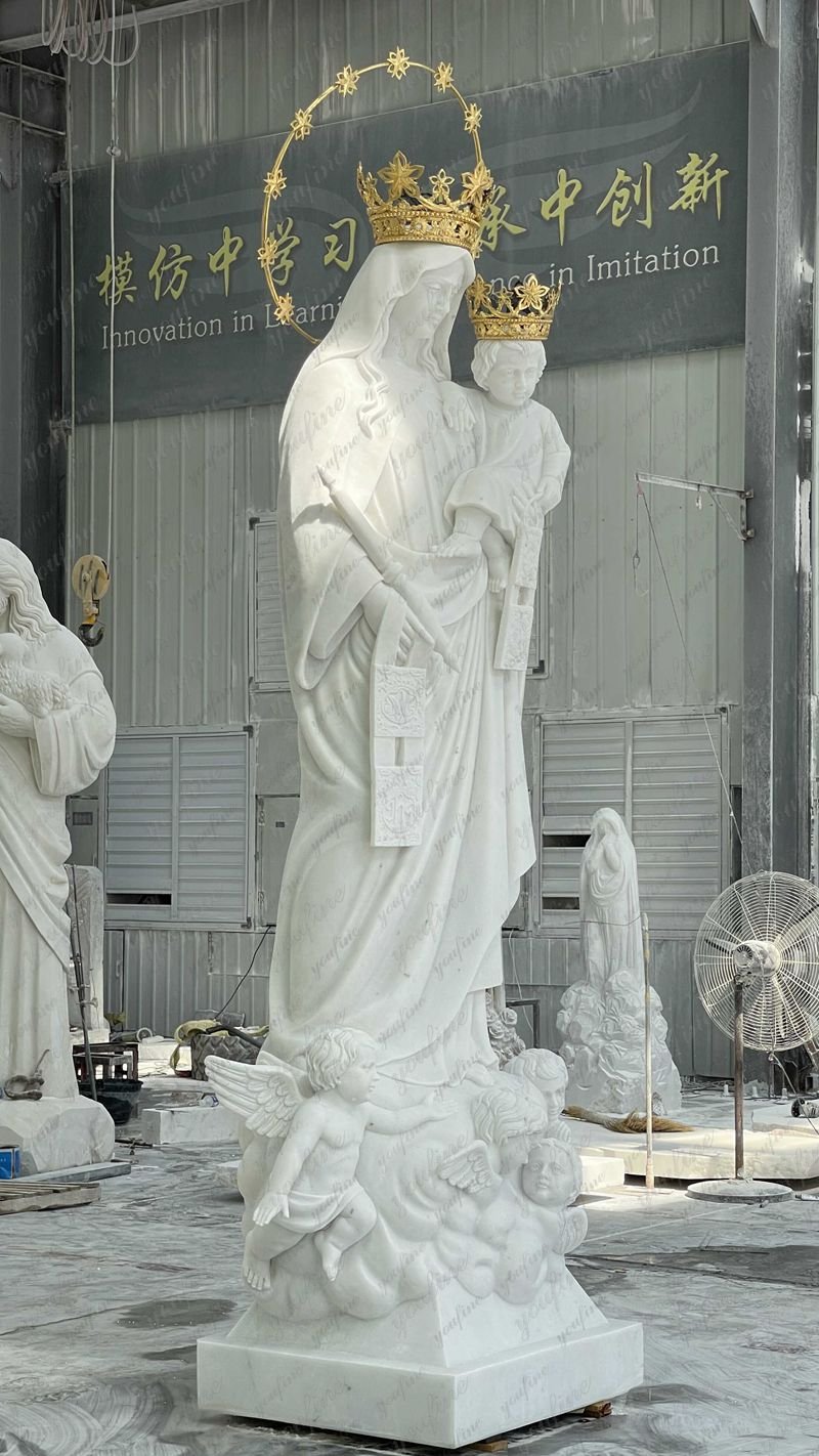 Marble Our Lady of Mount Carmel Statue