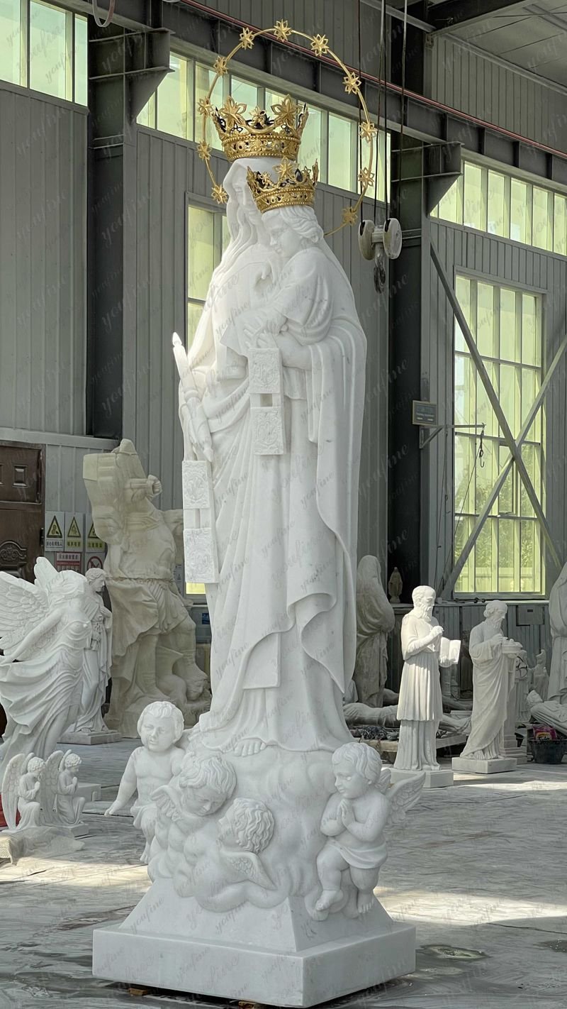 Marble Our Lady of Mount Carmel Statue