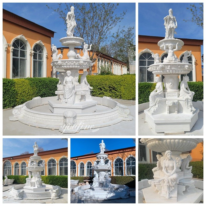 Marble Poseidon Water Fountain Details