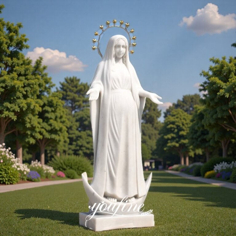 Outdoor Marble Pregnant Mary Mother of Jesus Statue 6 Foot High