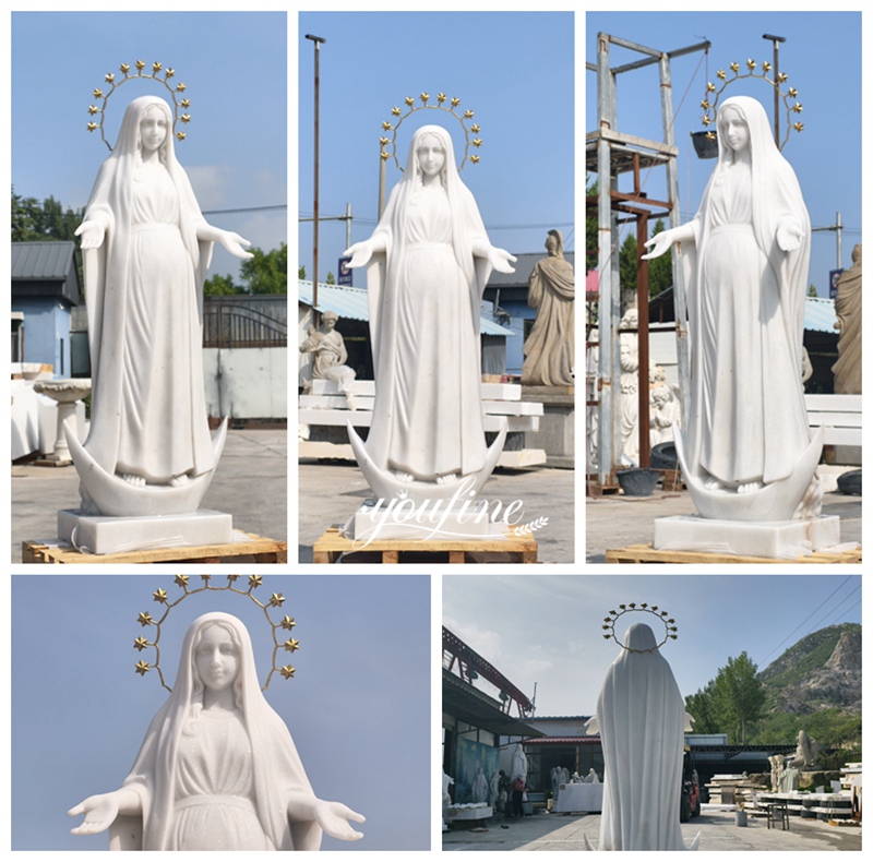 Marble Pregnant Mary Mother of Jesus Statue Details