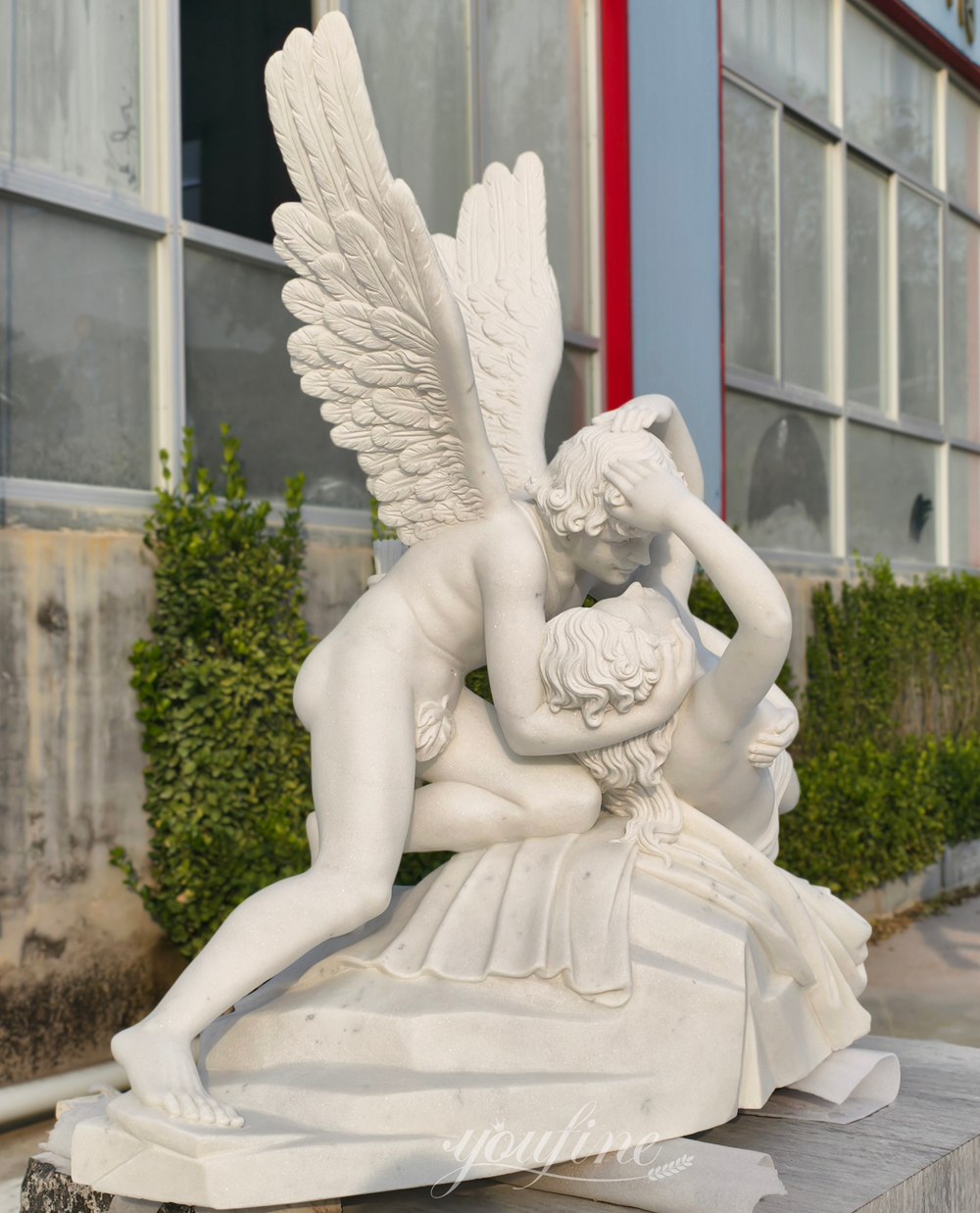Marble Psyche Revived by Cupid's Kiss Sculpture Replica