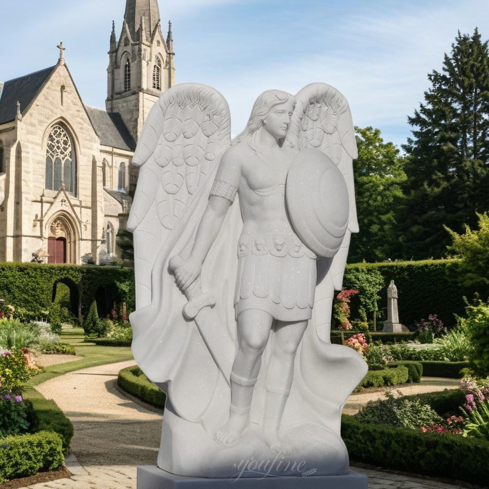 Marble St Michael Statue for Prayer Garden
