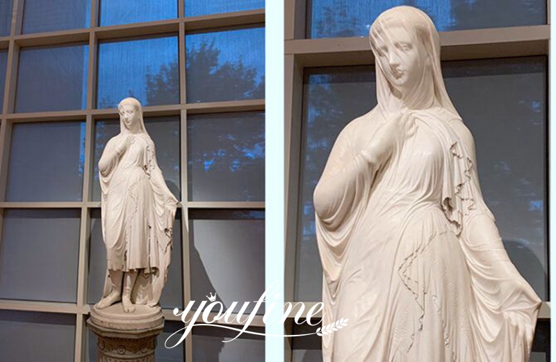 Marble Veiled Rebecca Statue Details
