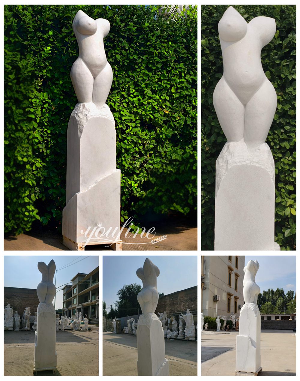 Marble White Abstract Female Body Sculpture Details
