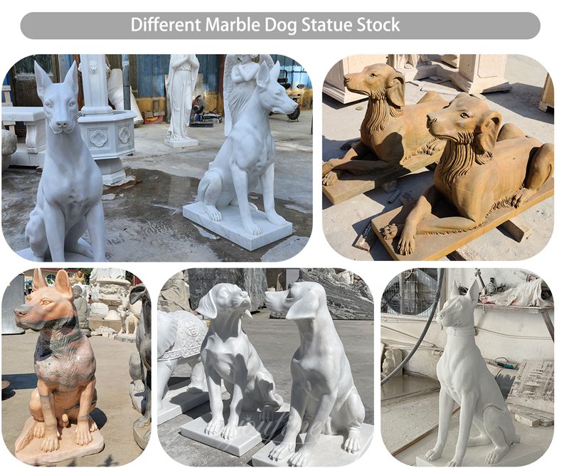 Marble dog sculpture